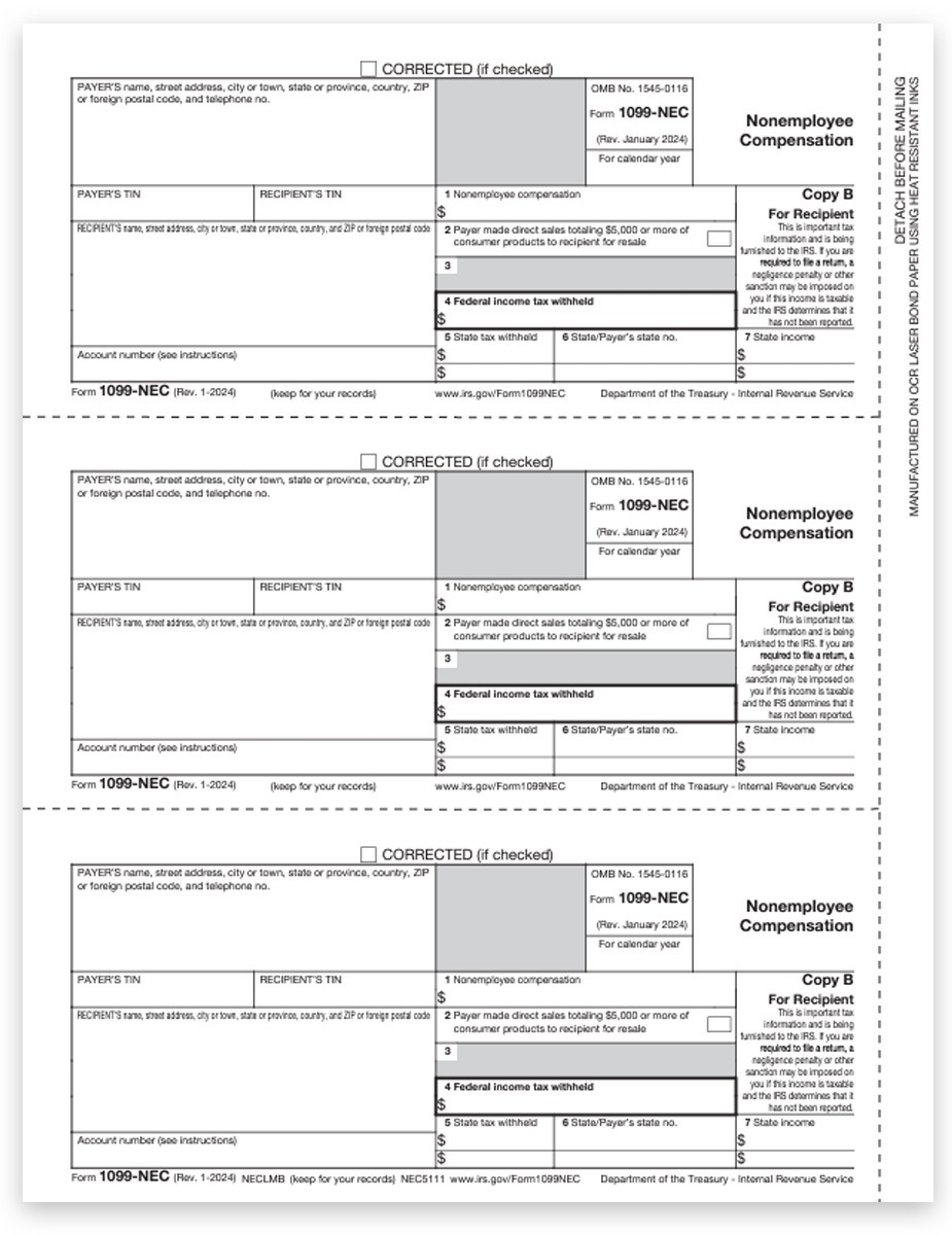 1099 NEC Form Copy B Recipient