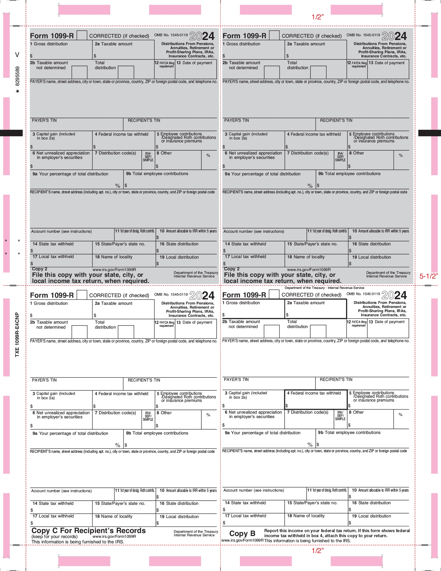 1099 R Pressure Seal 4 Corner Form 1099R e4CNp 
