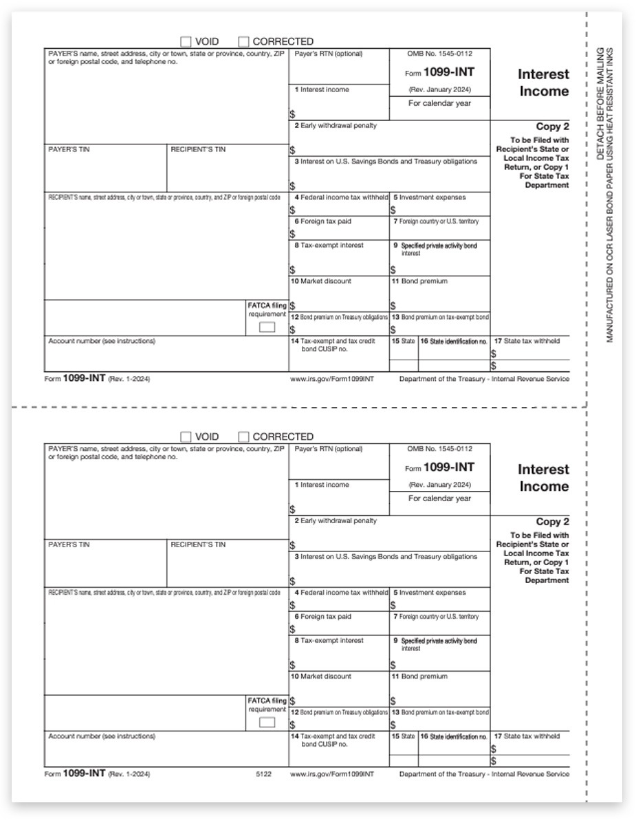 1099INT Forms Copy 2 For State Local File DiscountTaxForms