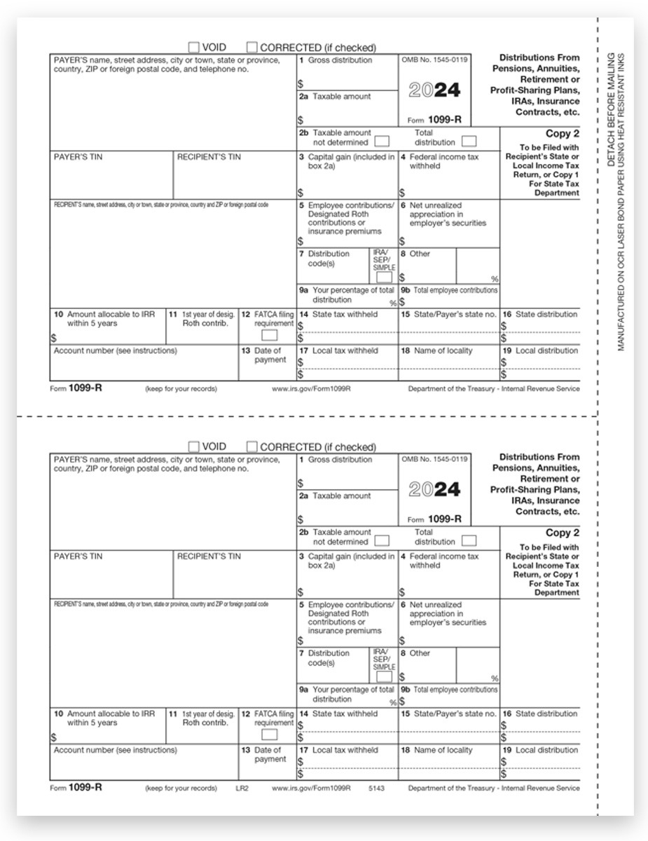 1099R Tax Forms 2024 Copy 2 Payer DiscountTaxForms