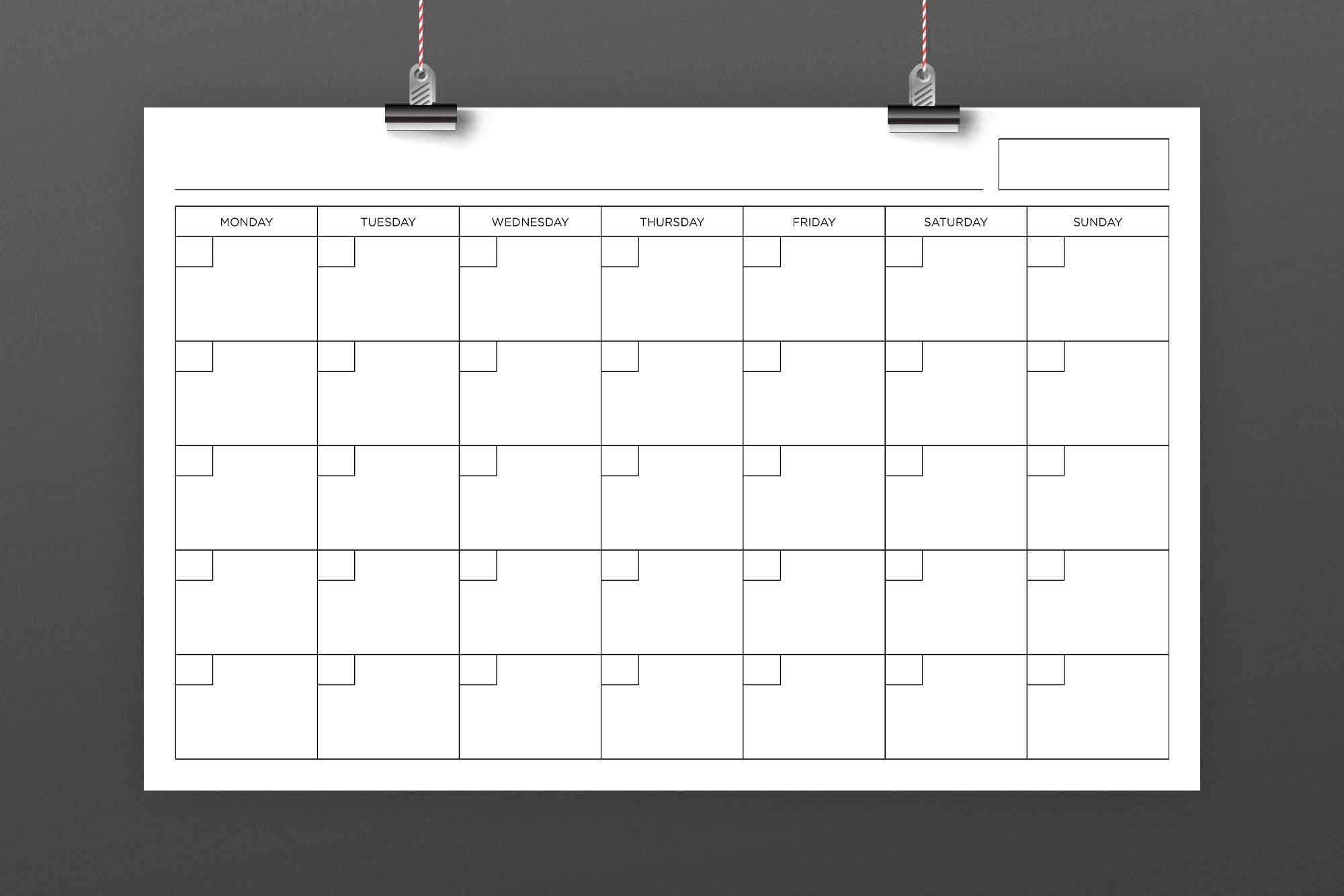 11x17 Inch Blank Calendar 11