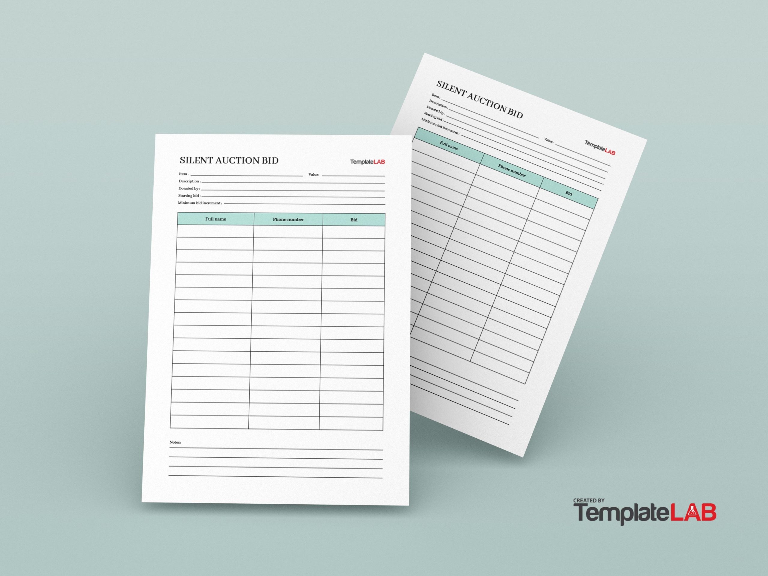 12 Best Silent Auction Bid Sheet Templates Word PDF Excel 