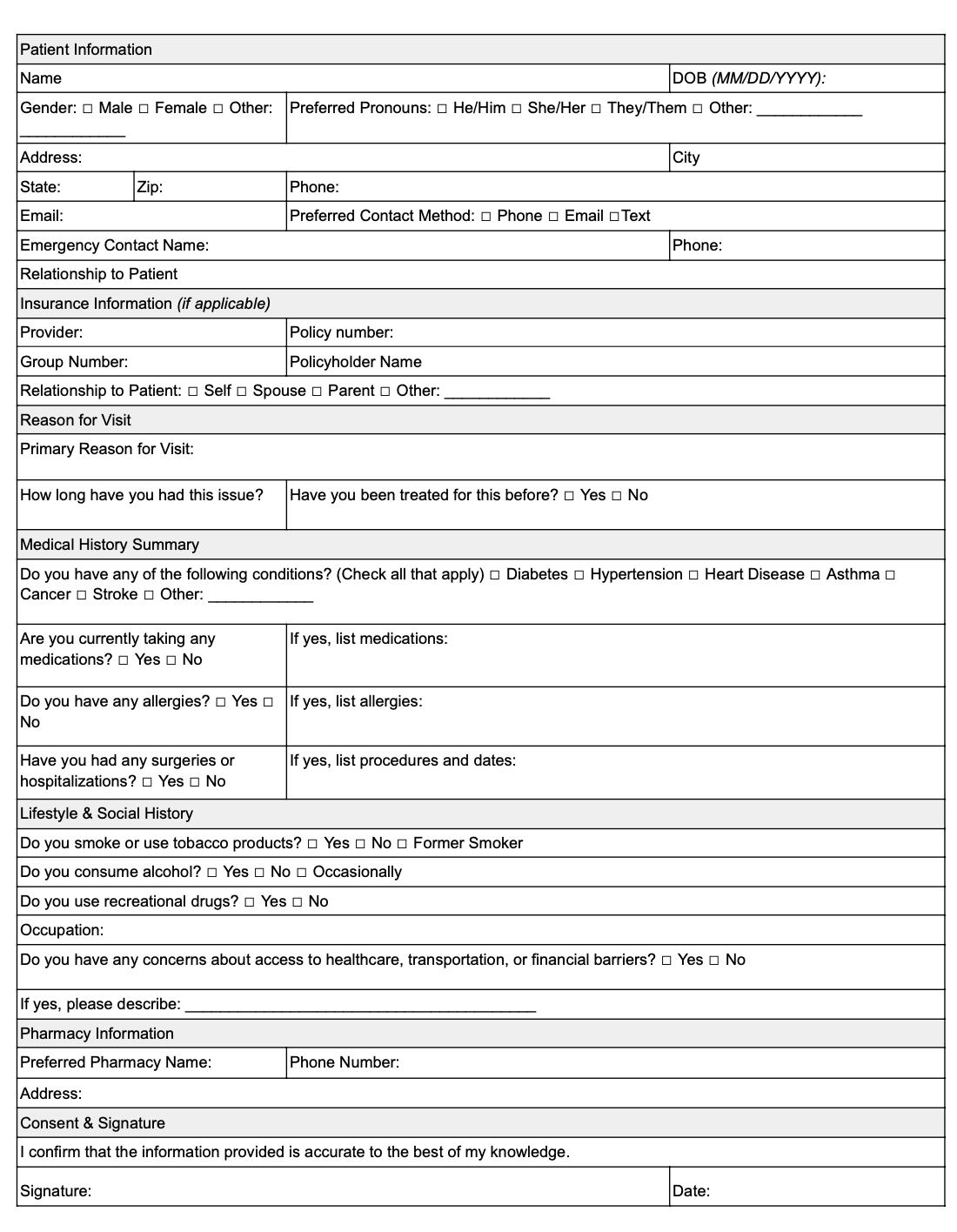 15 Medical Form Templates For A Clinical Paper Trail
