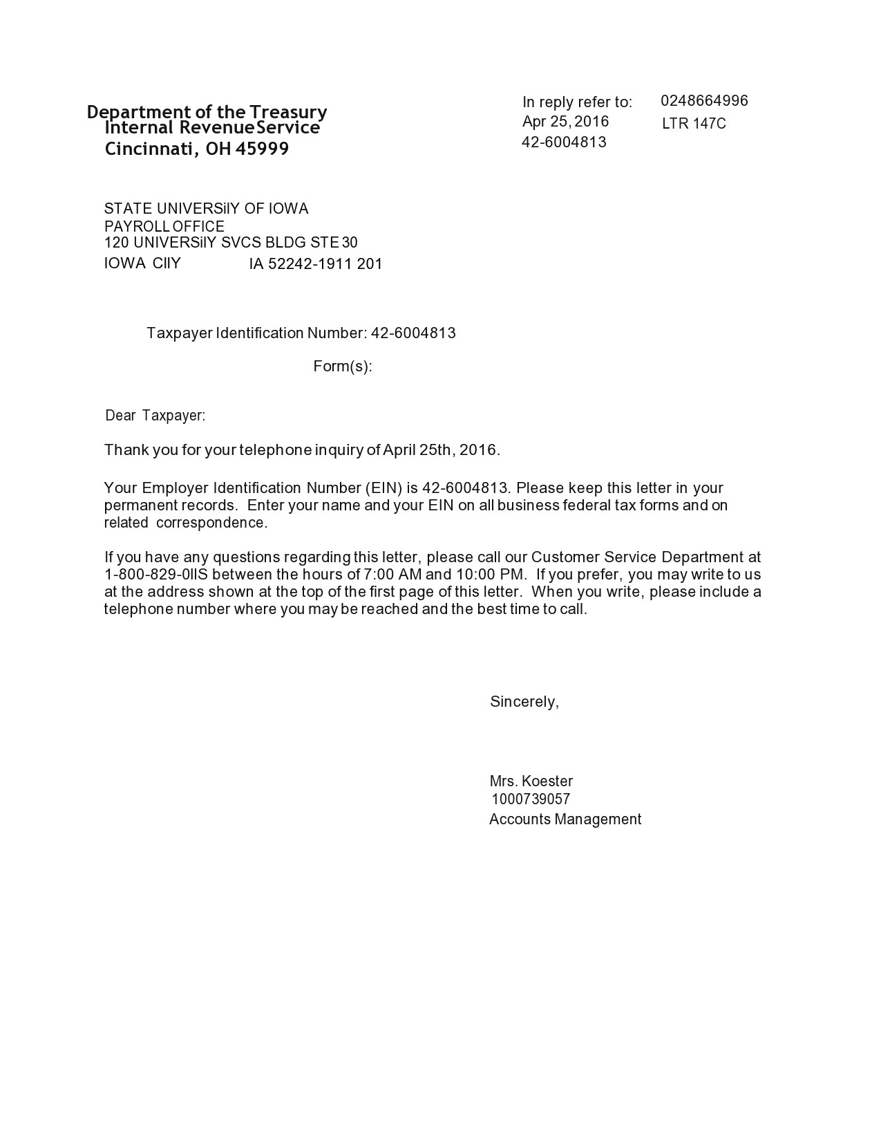 20 EIN Verification Letters 147c Letters TemplateLab