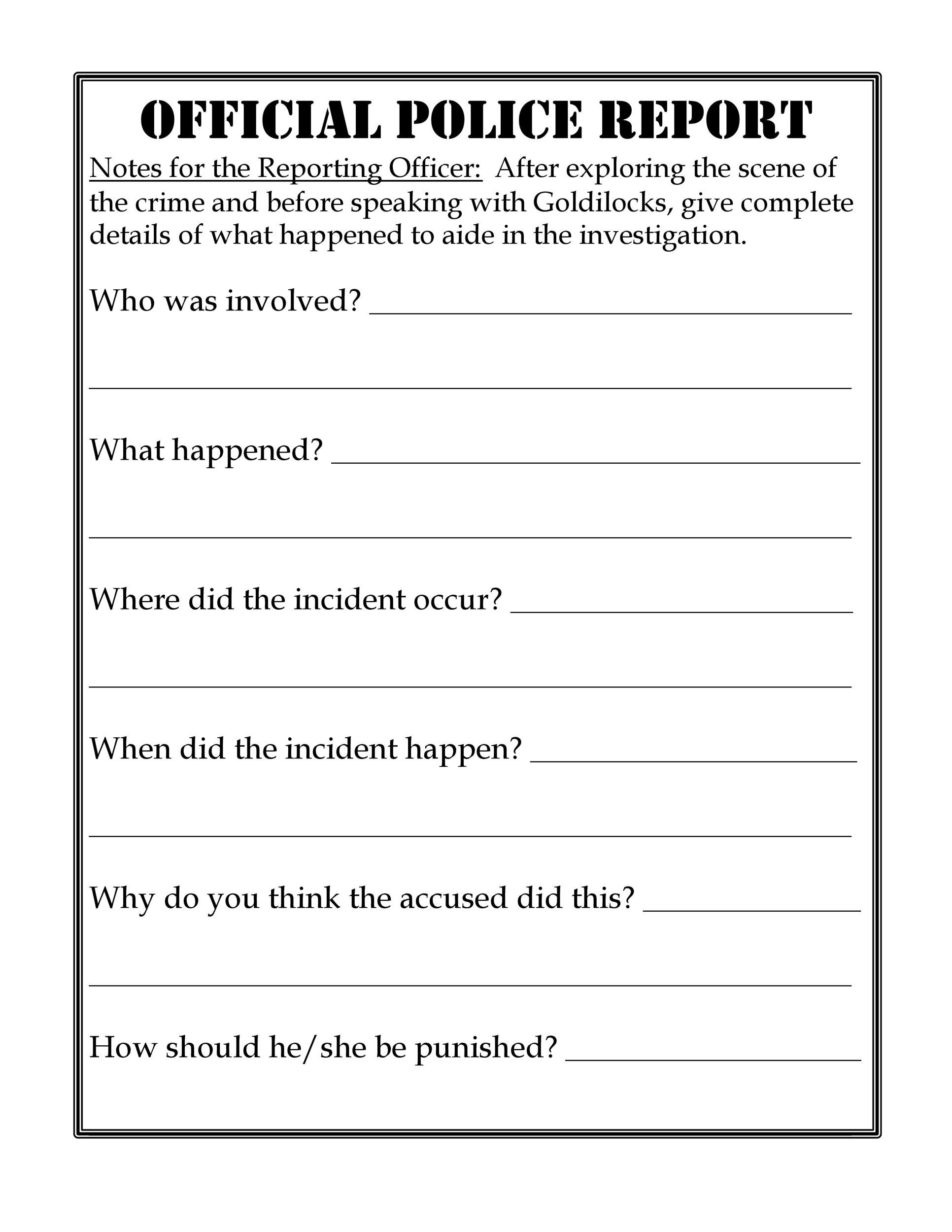 20 Police Report Template U0026 Examples Fake Real TemplateLab