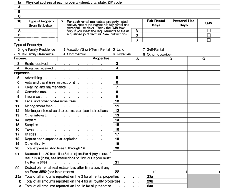 2018 Form IRS 1040 Schedule E Fill Online Printable Fillable Blank