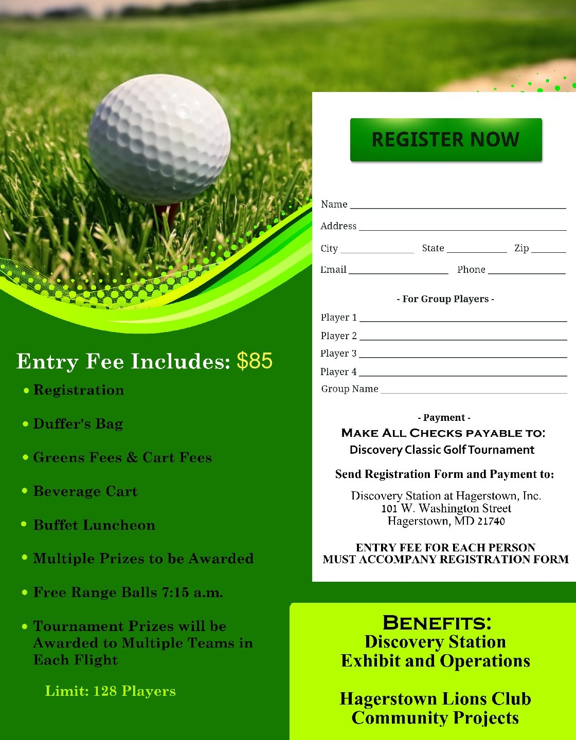 2019 Golf Registration Form Discovery Station