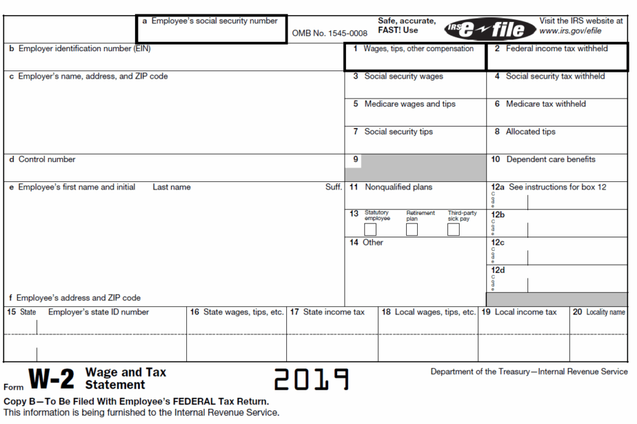 2019 IRS Form W 2 Downloadable And Printable