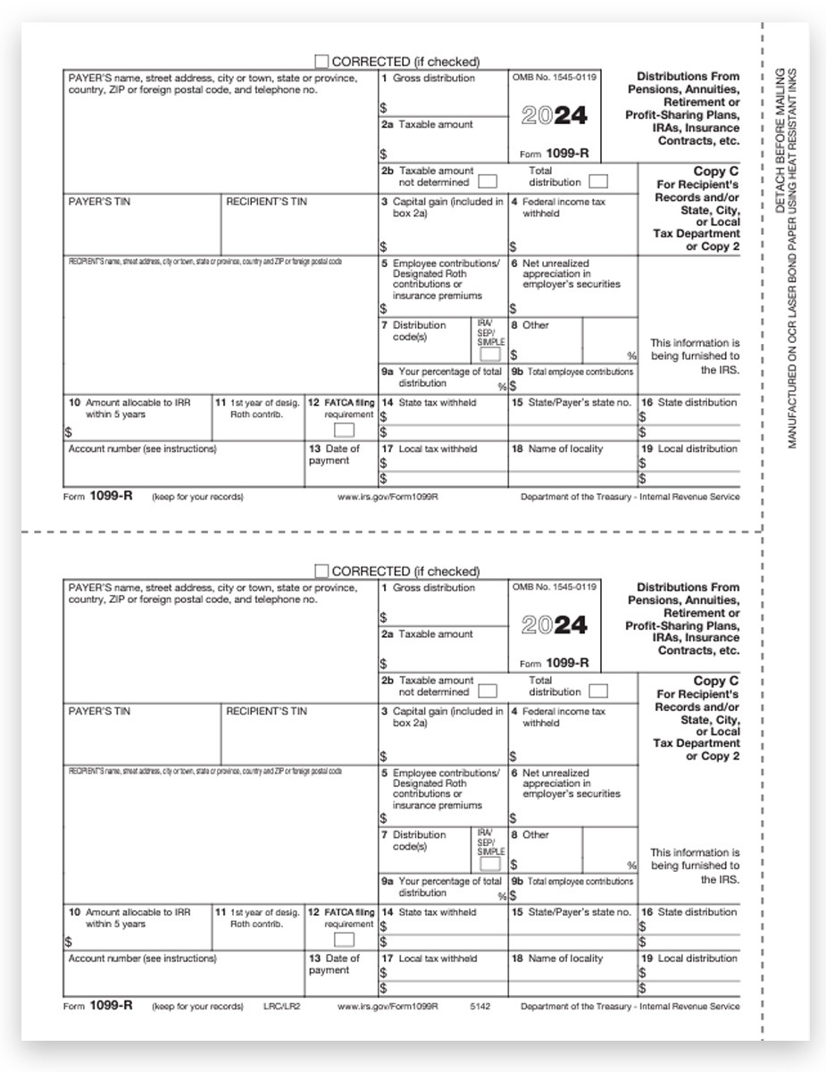 2024 1099 Forms IRS 1099 R Tax Forms Laser Printable Copy A Pack Of 100 Forms 1099 Misc Forms 2024