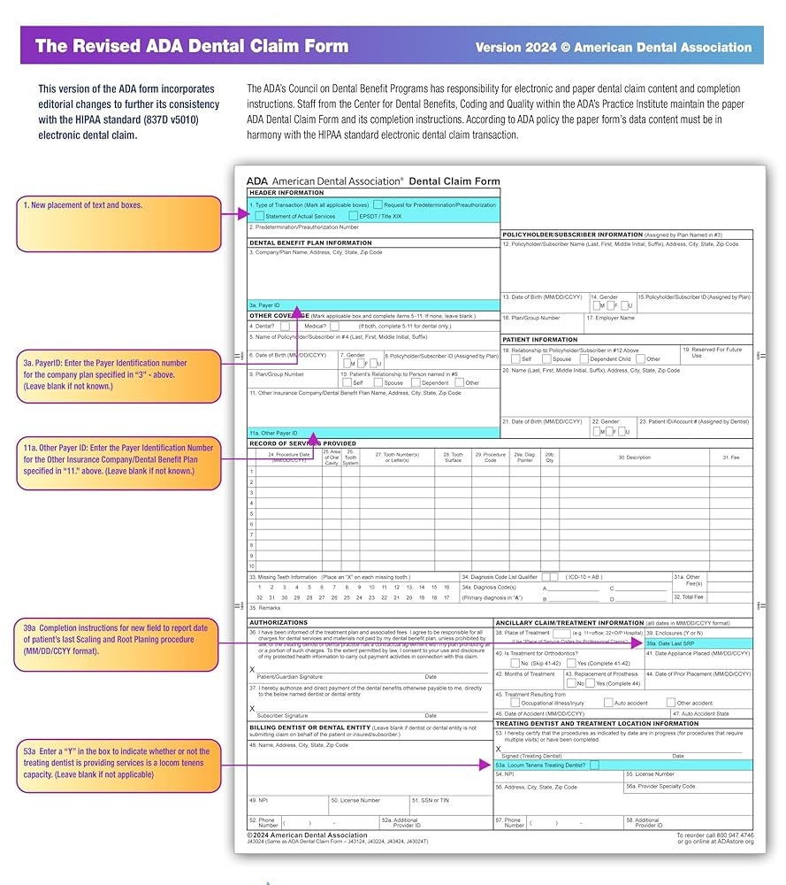 2024 New ADA Dental Claim Form 2500 Sheets Office Products Amazon