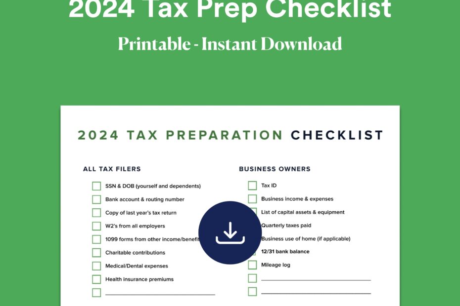 2024 Tax Prep Checklist Self Employed Tax Preparation Printables