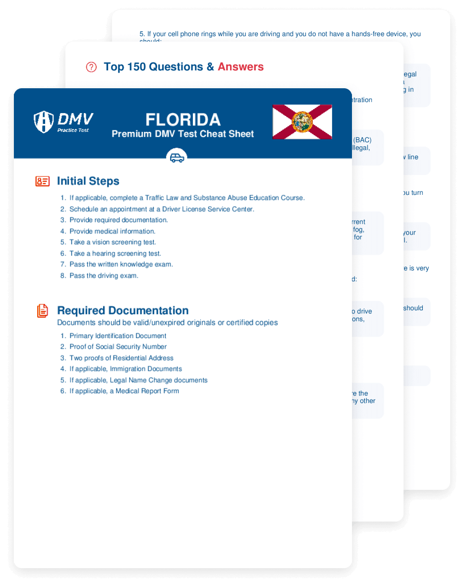 2025 Florida DMV Test Cheat Sheet 99 Pass Rate 
