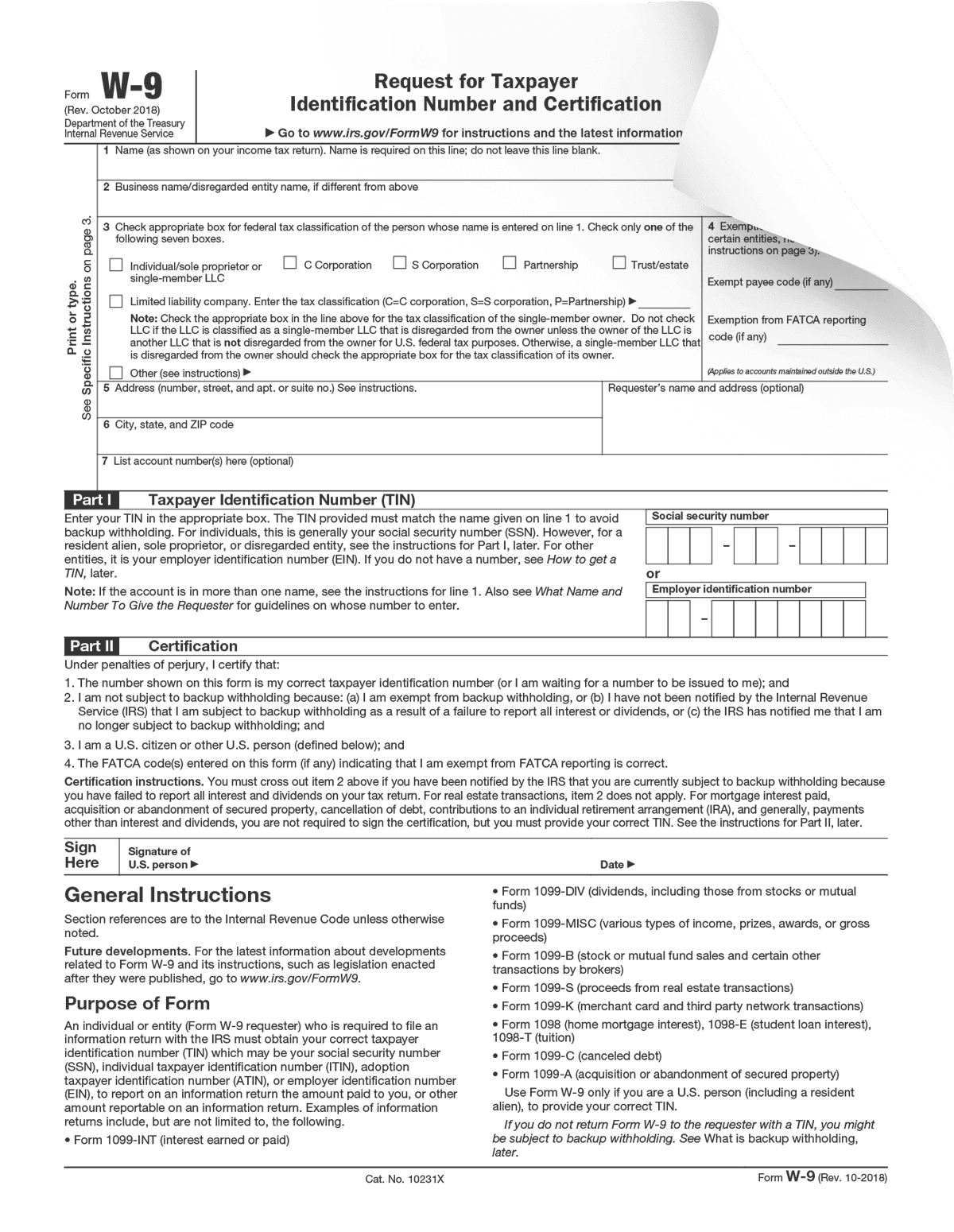 2025 Form Printable W9 Form 2025