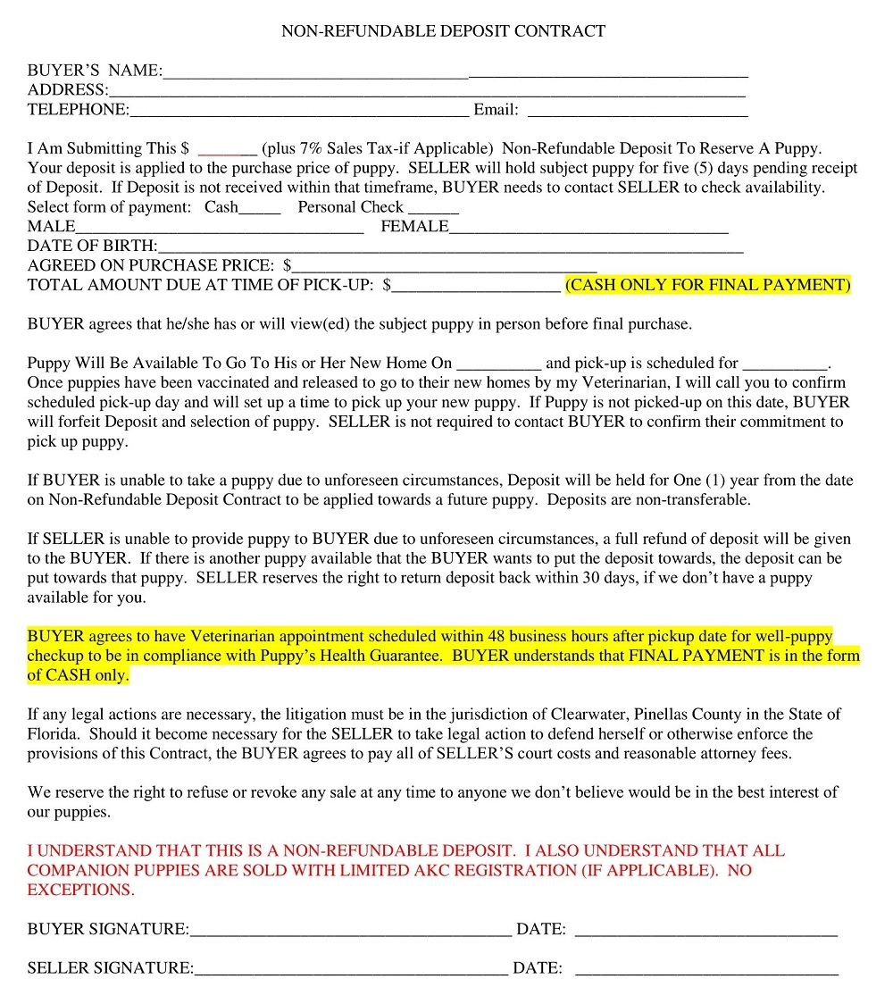 22 Free Non Refundable Deposit Agreement Templates PDF DOC American Templates