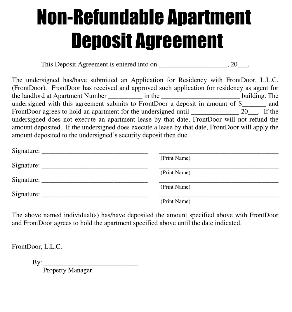 22 Free Non Refundable Deposit Agreement Templates PDF DOC American Templates