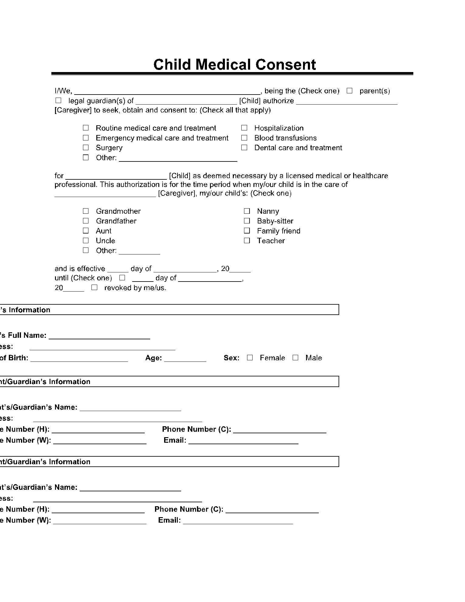 26 Printable Medical Consent Form Free To Edit Download U0026 Print 