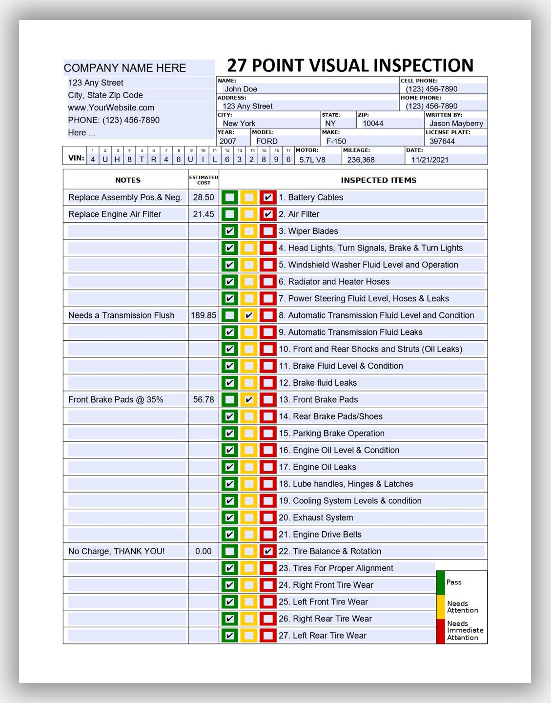 27 Point Visual Vehicle Inspection Form Fillable PDF Multi point Vehicle Inspection Checklist Printable Vehicle Inspection Worksheet Etsy UK