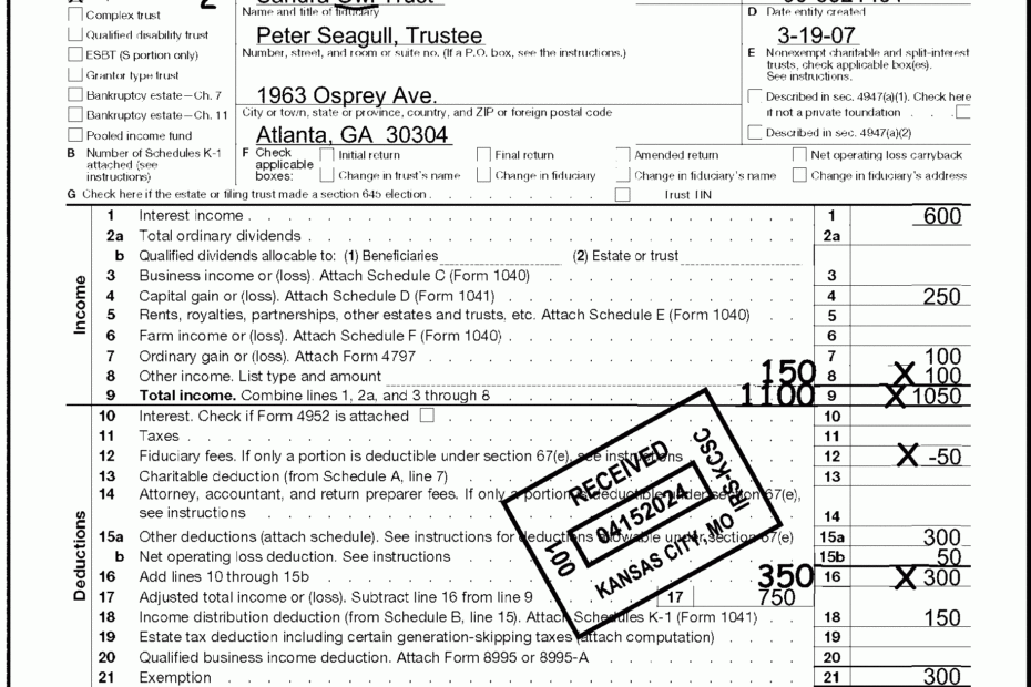 3 11 14 Income Tax Returns For Estates And Trusts Forms 1041