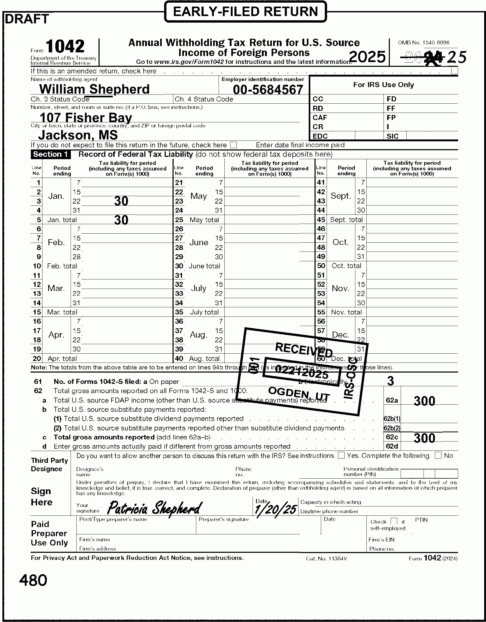 3 21 110 Processing Form 1042 Withholding Returns Internal Revenue Service