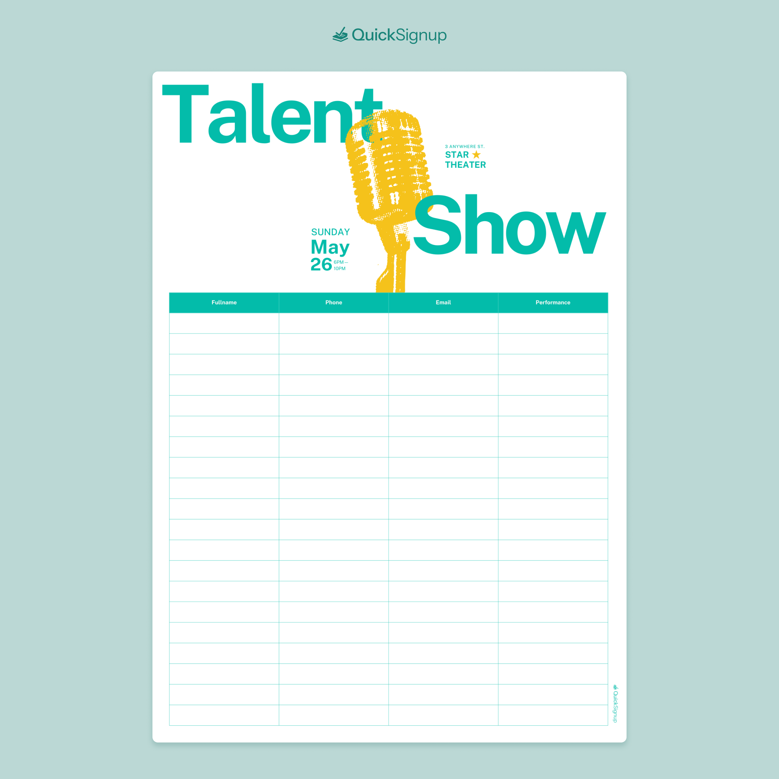3 Talent Show Signup Sheet Templates Online Word PDF 