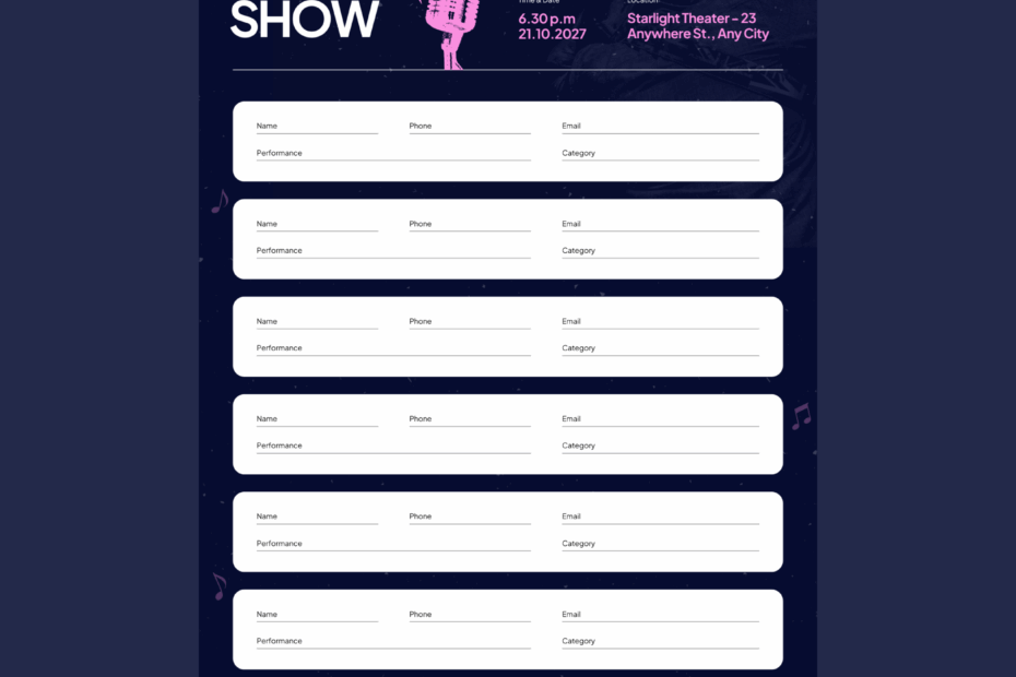 3 Talent Show Signup Sheet Templates Online Word PDF