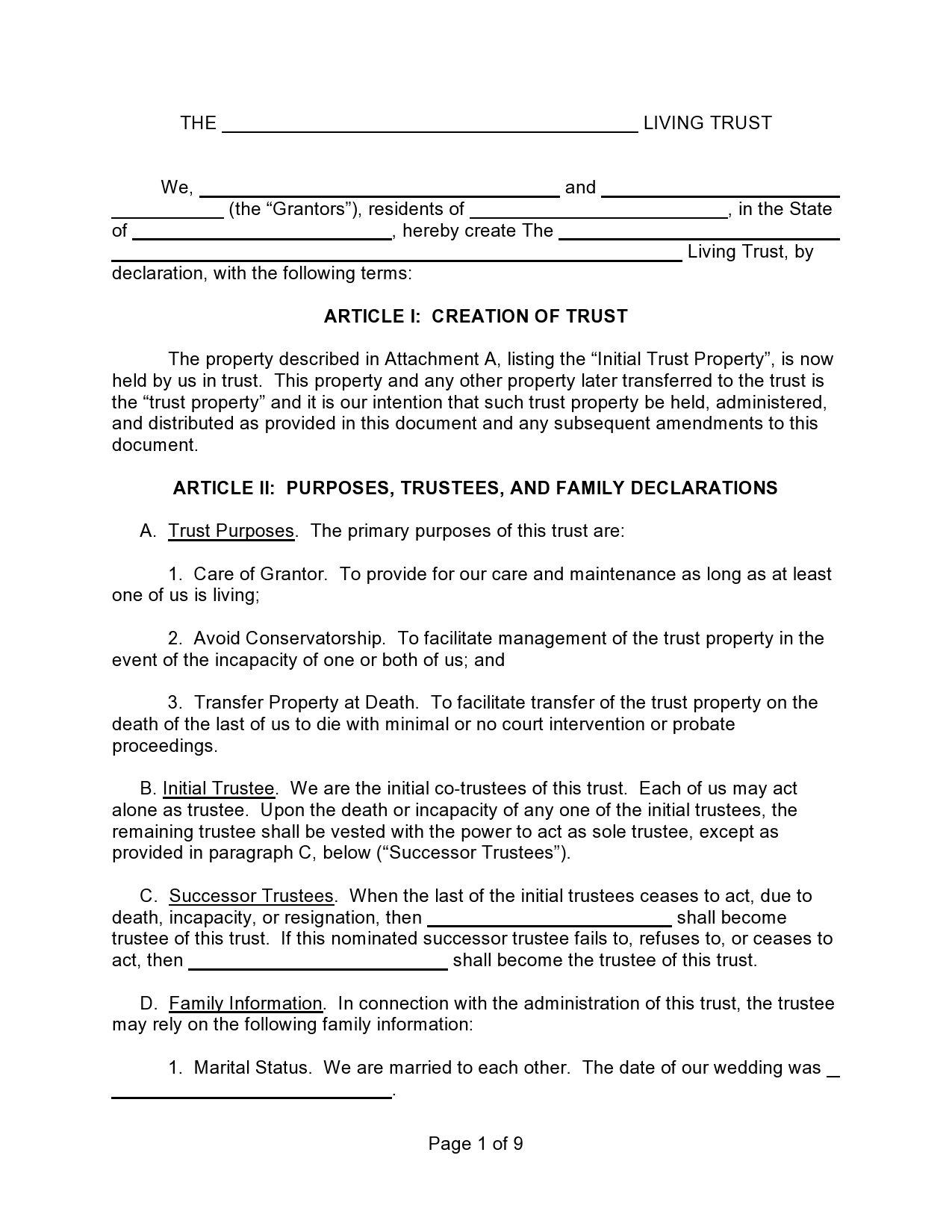 34 Free Living Trust Forms U0026 Documents TemplateLab
