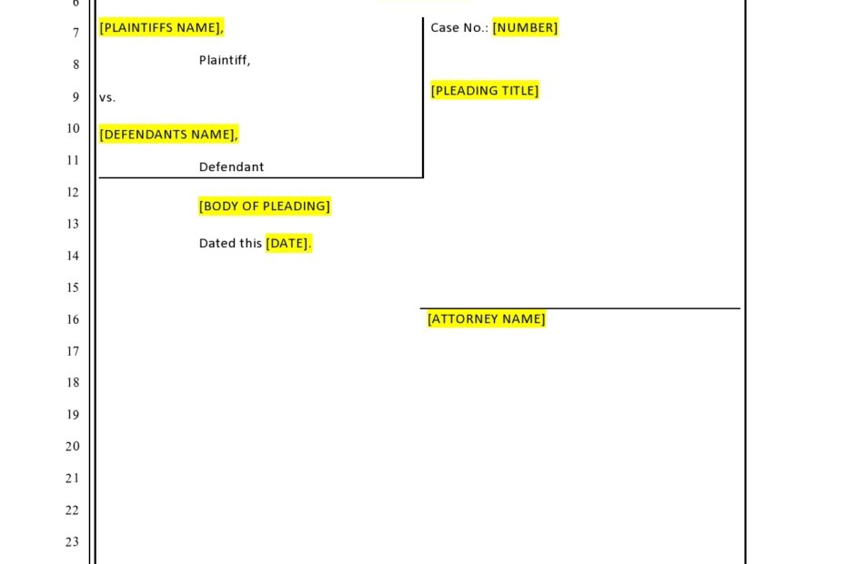 36 Free Pleading Paper Templates Word PDF TemplateLab