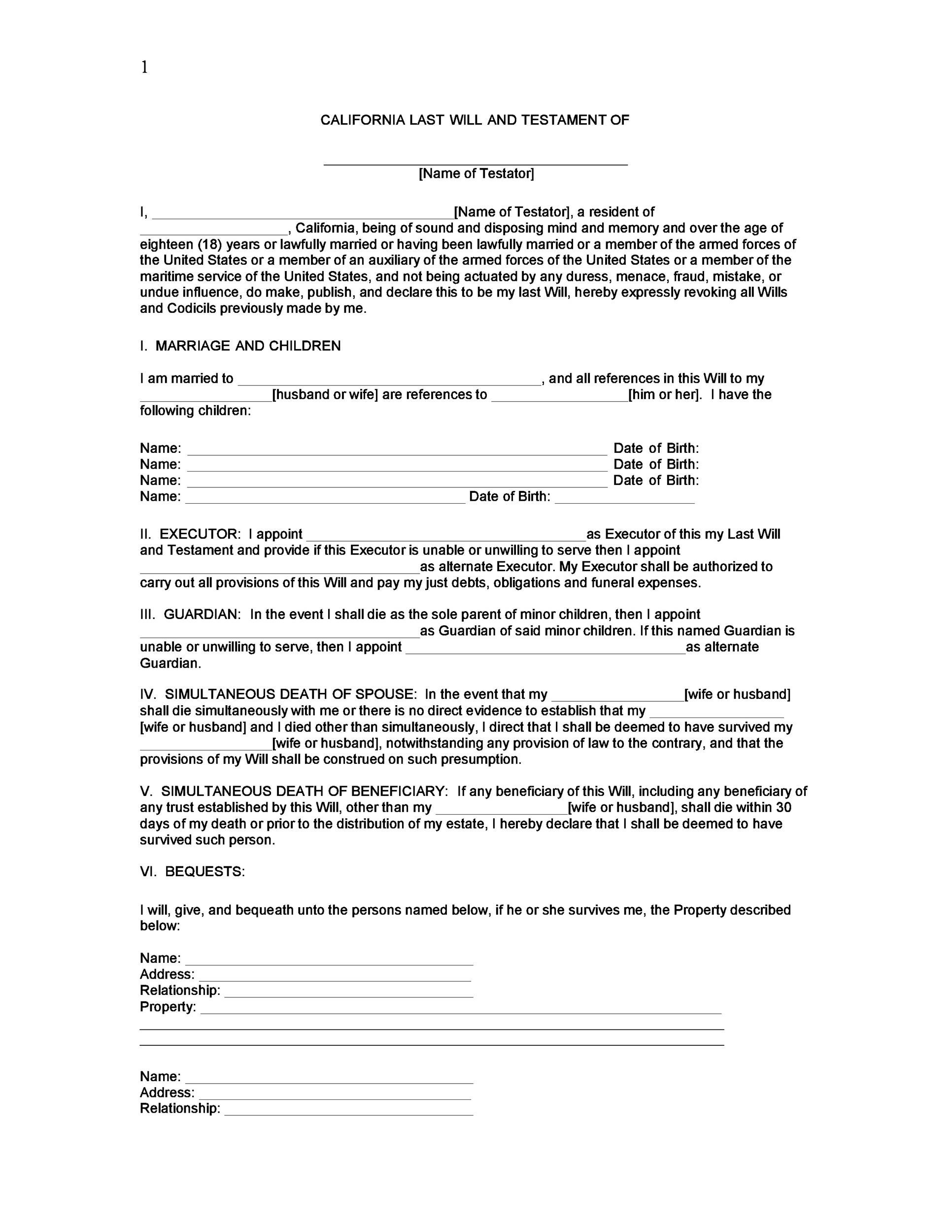 39 Last Will And Testament Forms U0026 Templates TemplateLab 39 Last Will And Testament Forms U0026 Templates TemplateLab