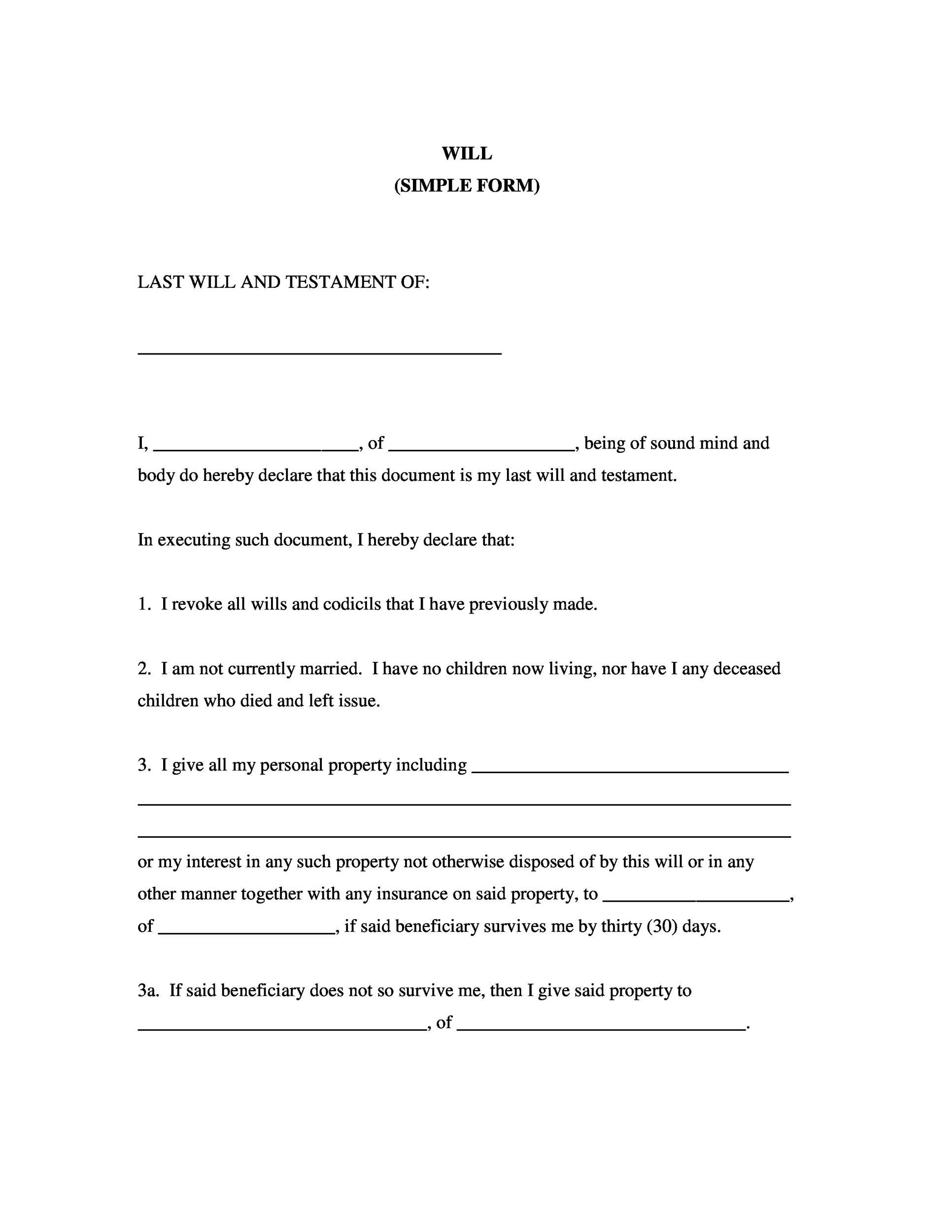 39 Last Will And Testament Forms U0026 Templates TemplateLab