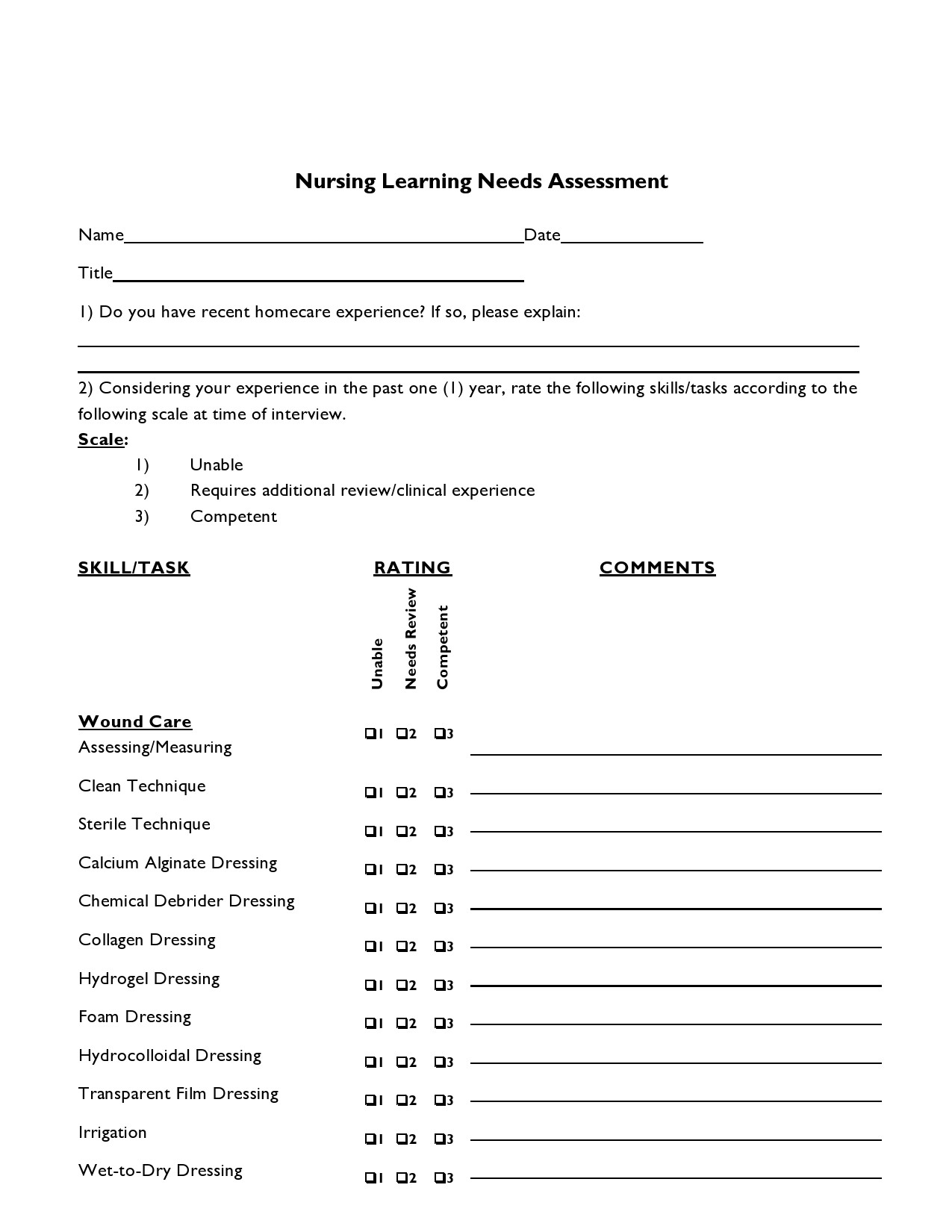39 Printable Nursing Assessment Forms Examples 