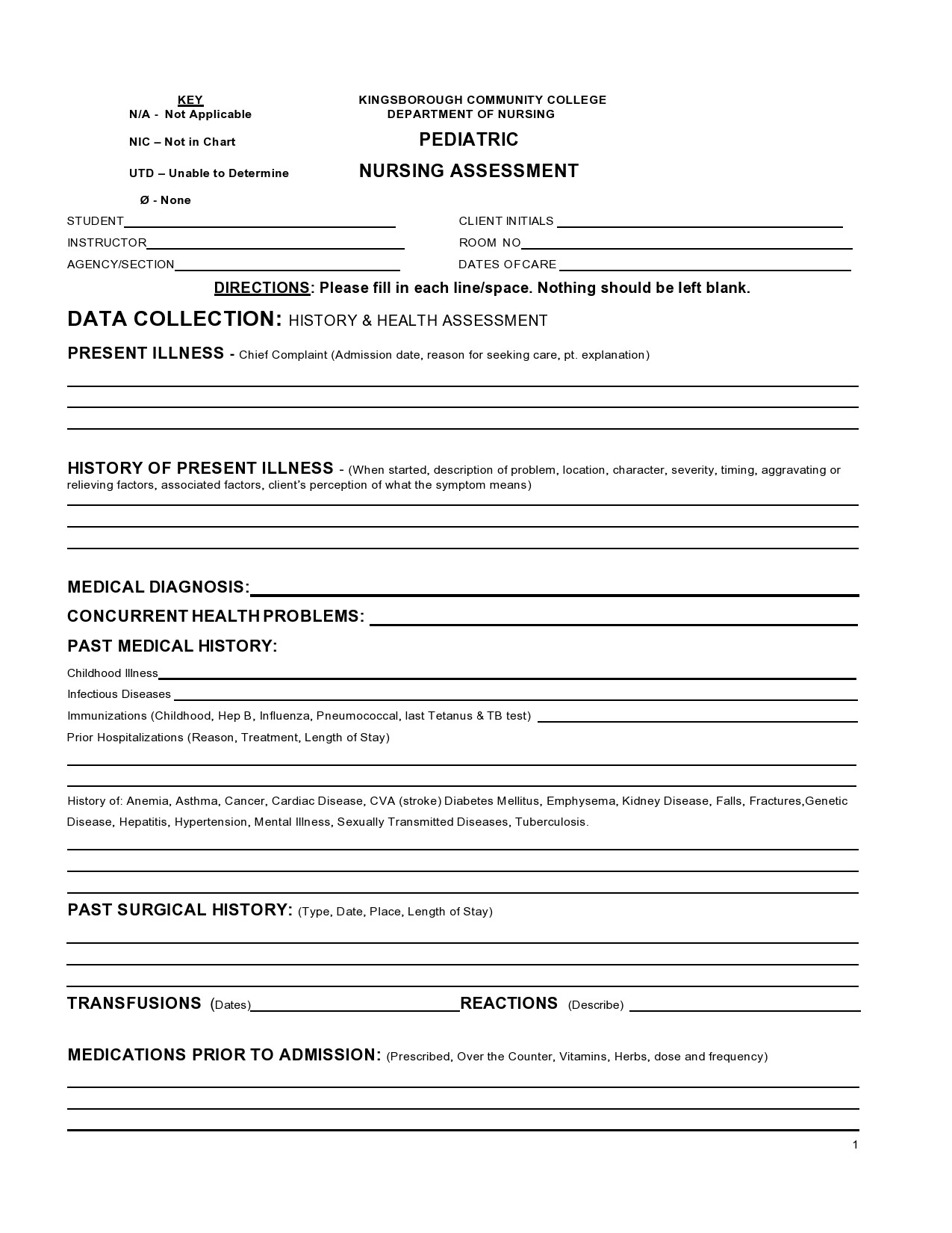 39 Printable Nursing Assessment Forms Examples 