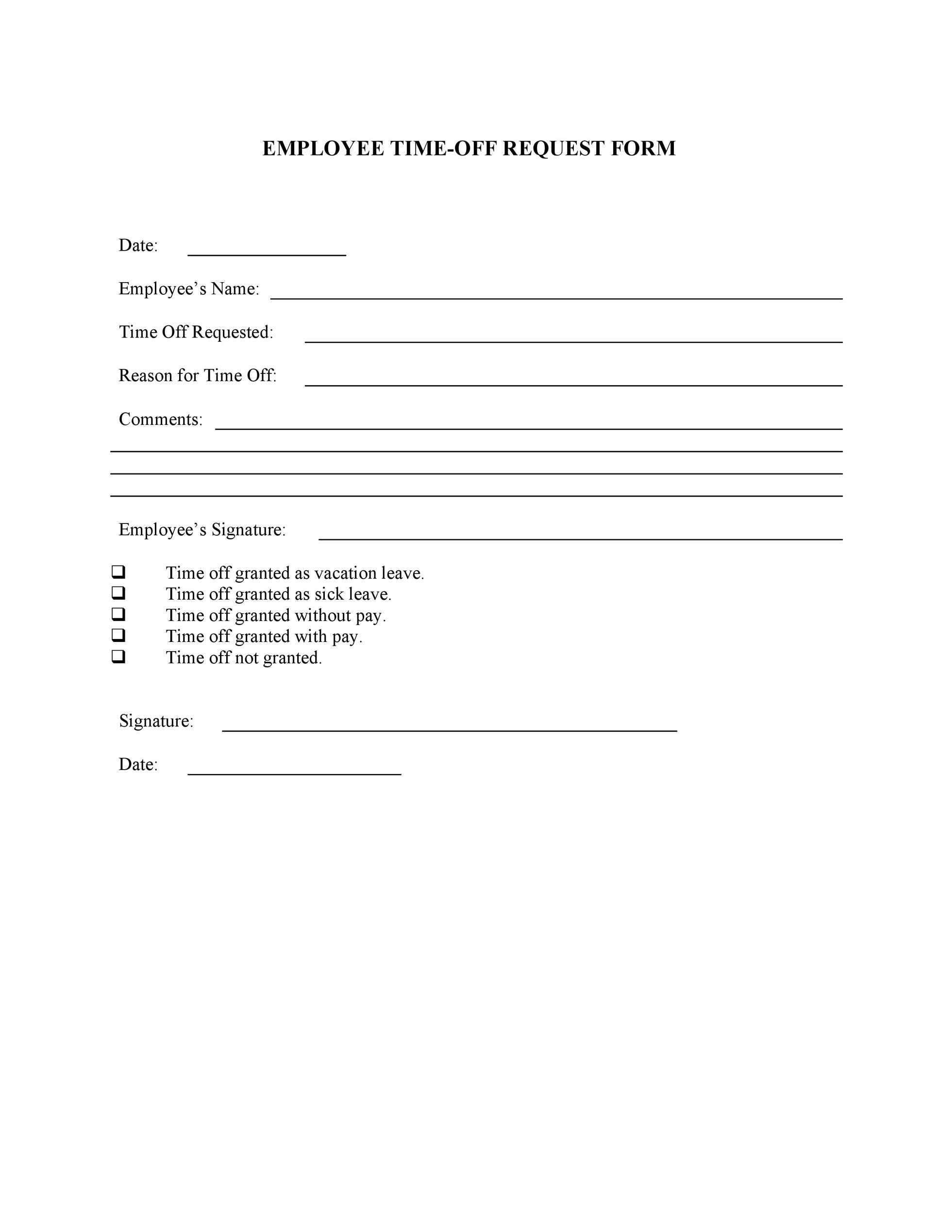 40 Effective Time Off Request Forms U0026 Templates TemplateLab