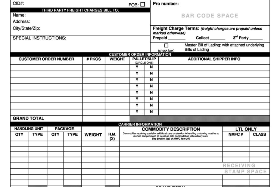 40 Free Bill Of Lading Forms U0026 Templates TemplateLab