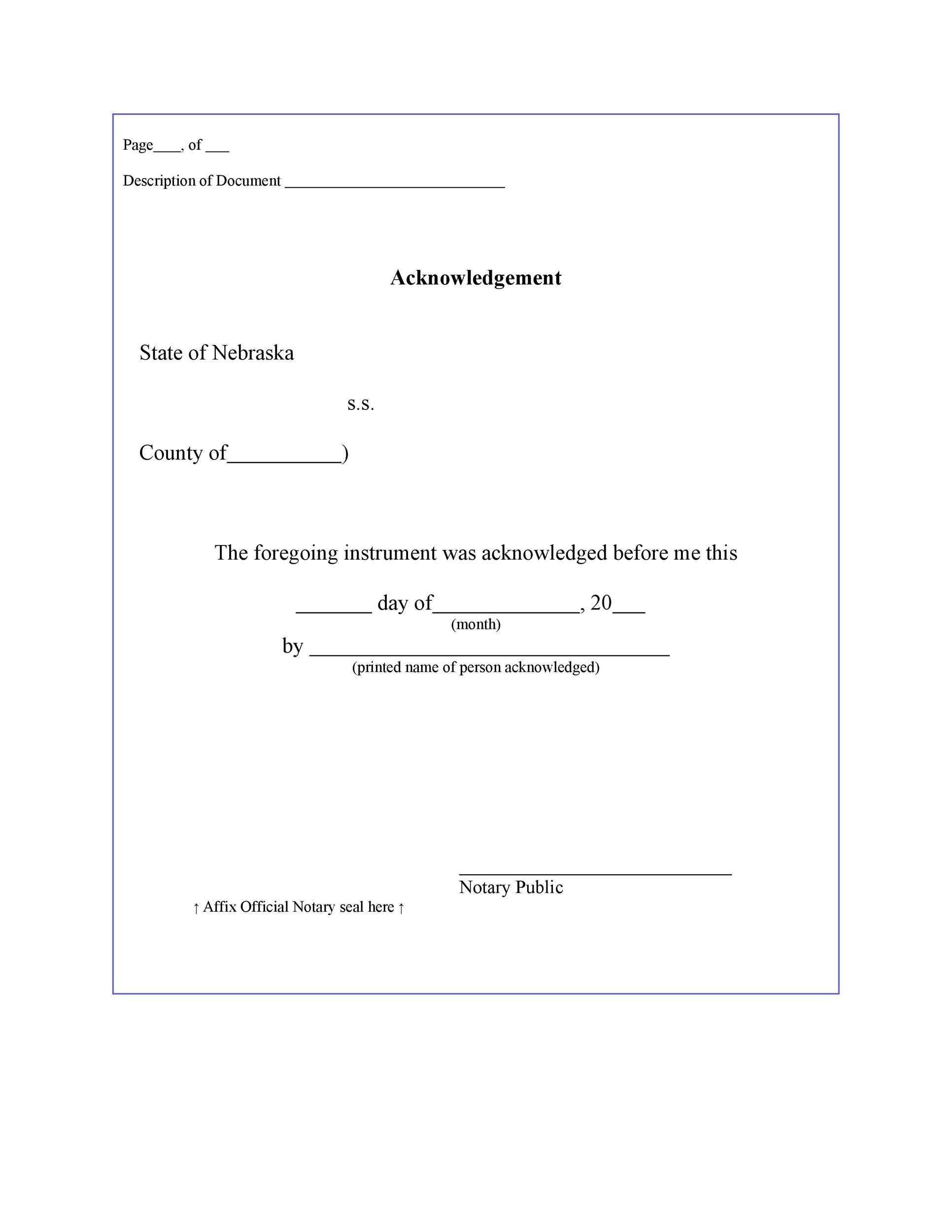 40 Free Notary Acknowledgement U0026 Statement Templates TemplateLab