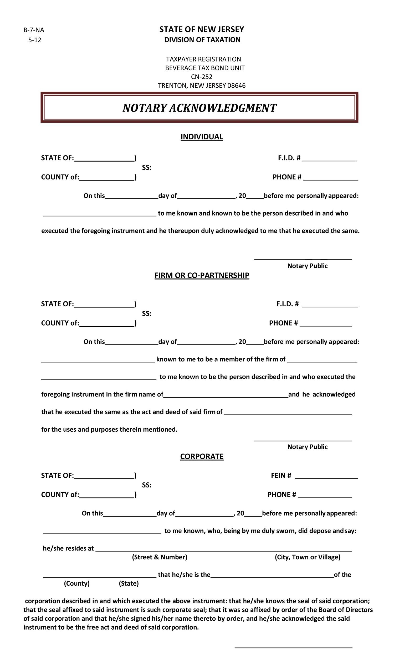40 Free Notary Acknowledgement U0026 Statement Templates TemplateLab