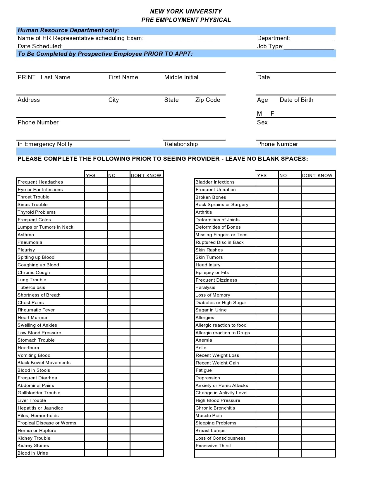 40 Printable Physical Forms For Work 100 Free TemplateArchive