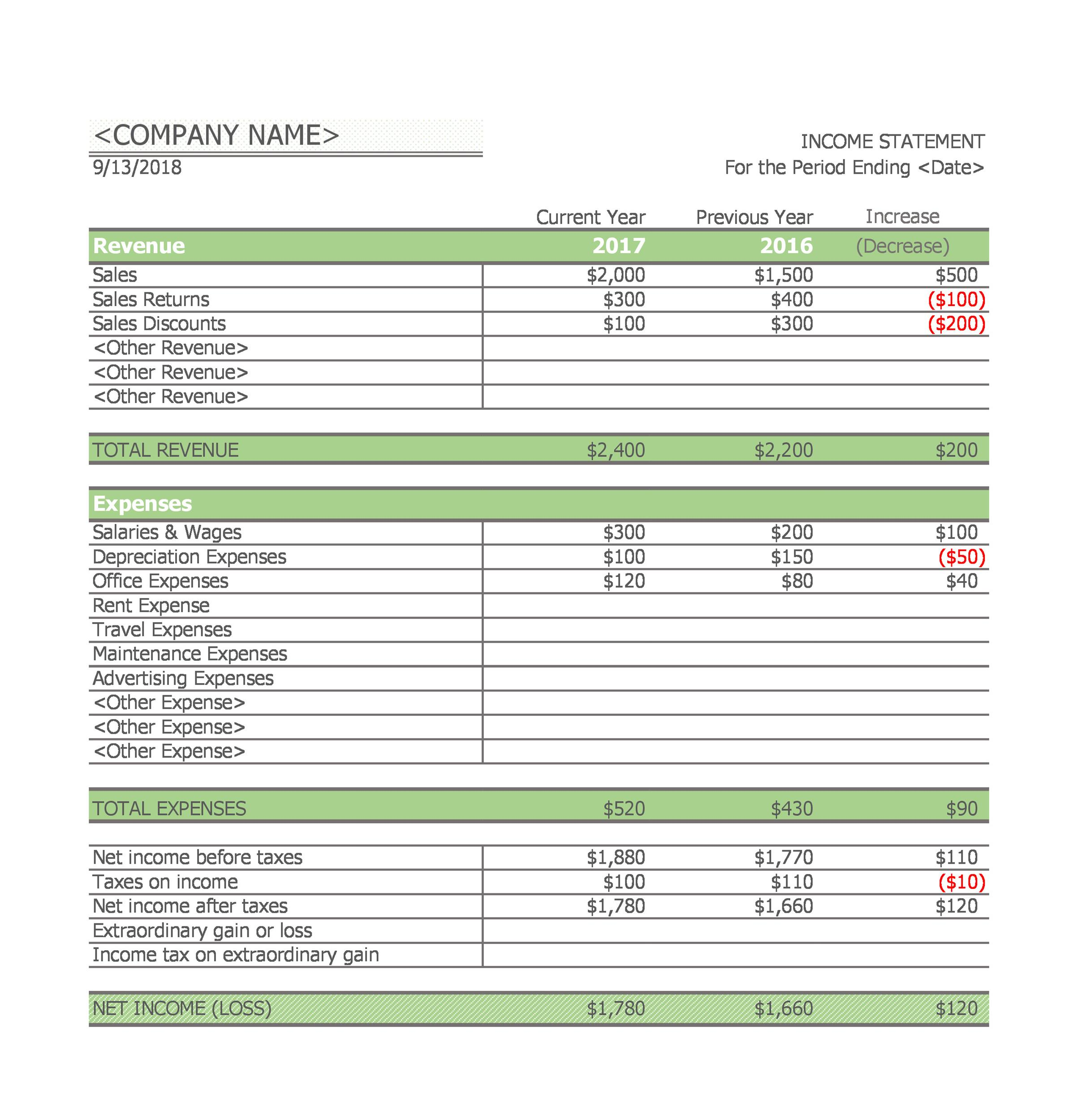 41 FREE Income Statement Templates U0026 Examples TemplateLab