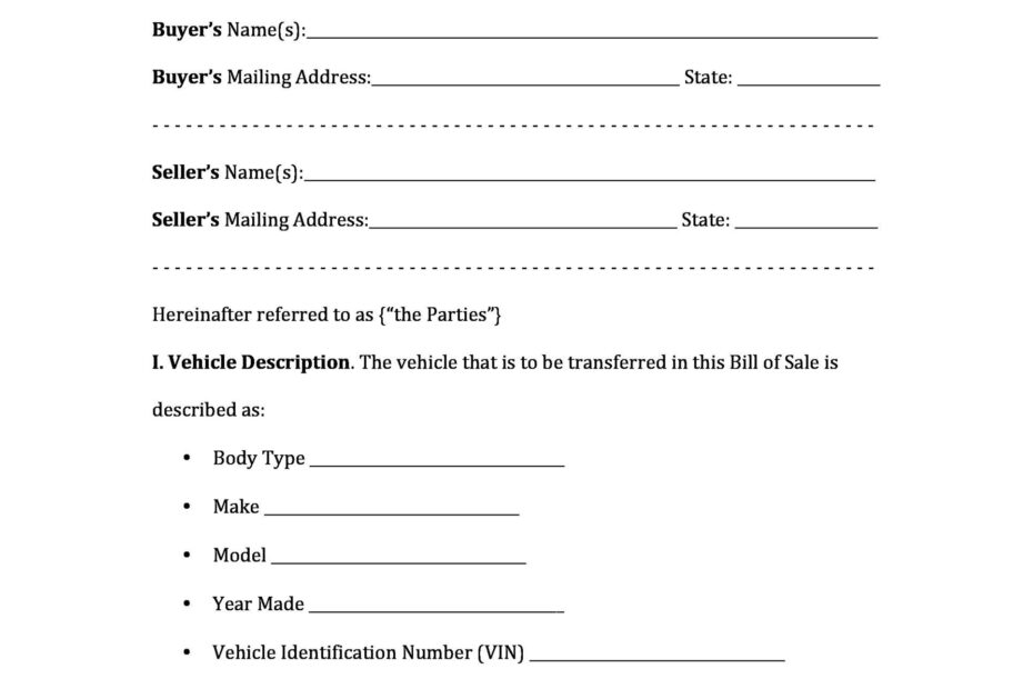 42 Printable Vehicle Purchase Agreement Templates Word PDF