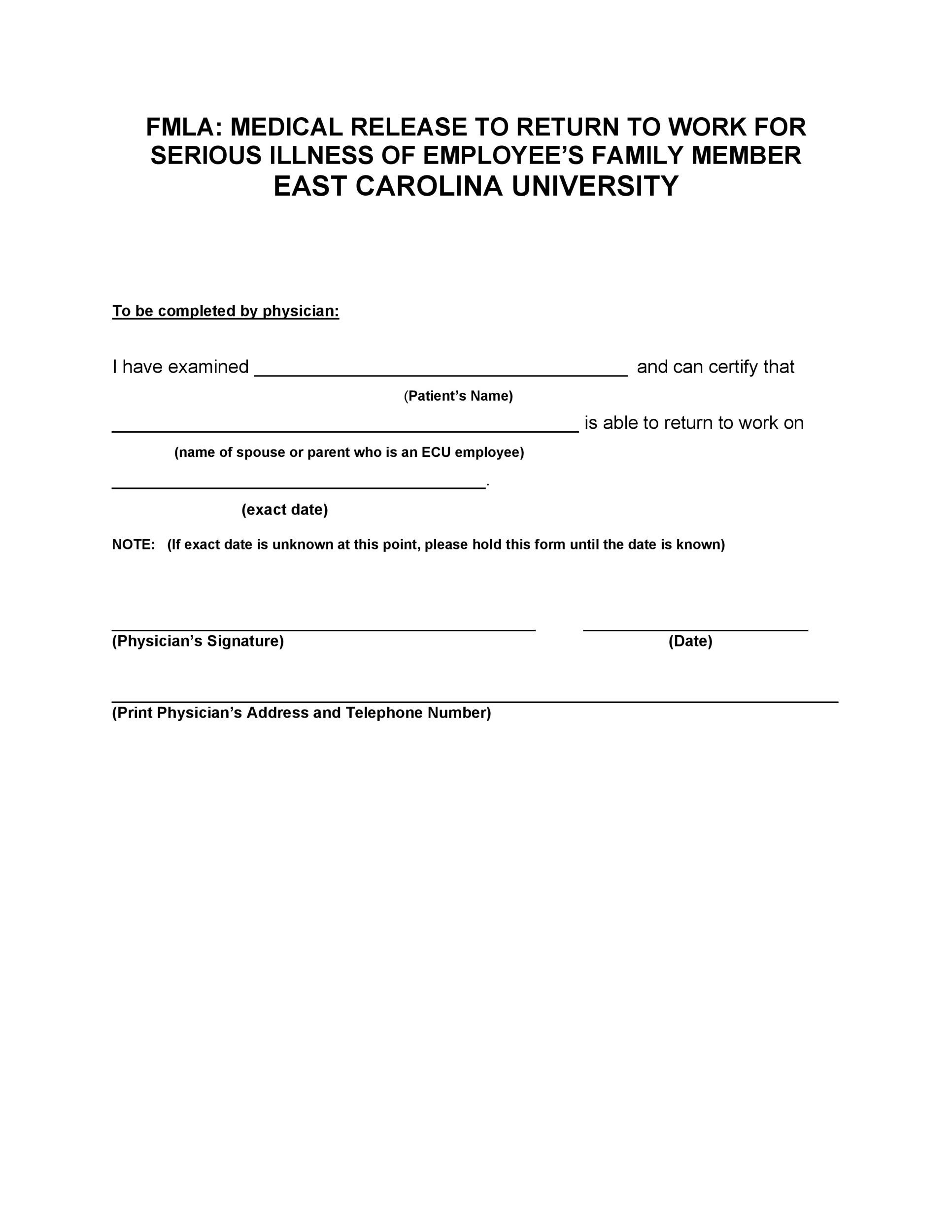 49 Best Return To Work u0026 Work Release Forms TemplateLab