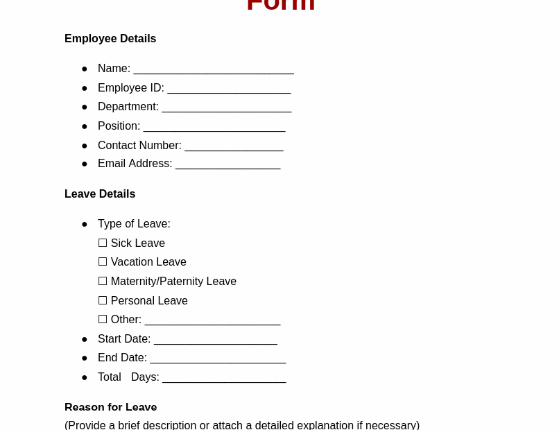 54 FREE Leave Of Absence Form Samples To Download