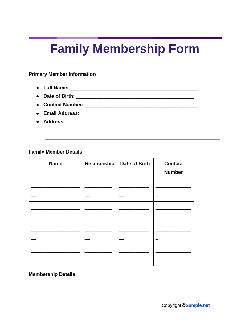 54 FREE Membership Form Samples To Download