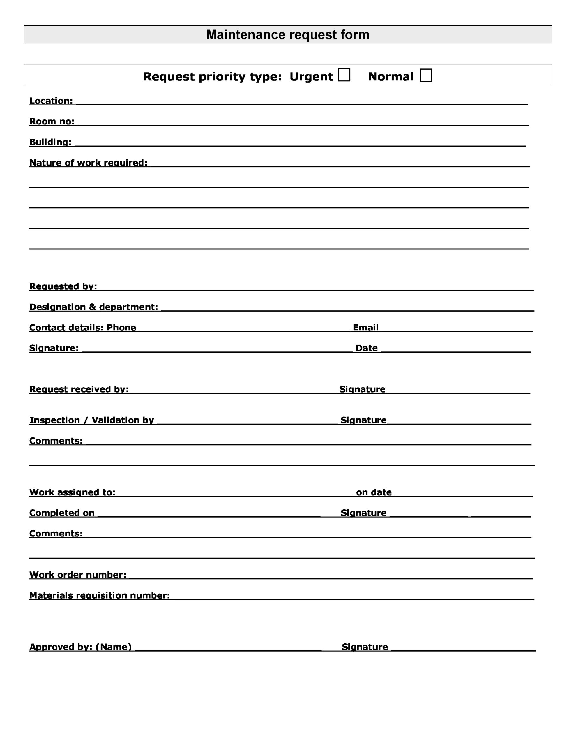54 Maintenance Request Form Templates Free TemplateLab