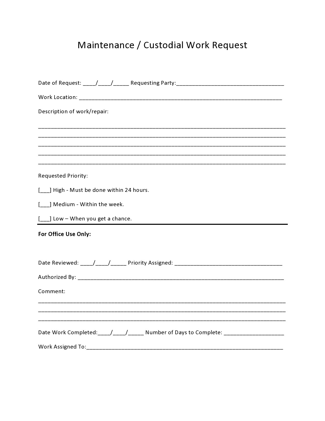 54 Maintenance Request Form Templates Free TemplateLab