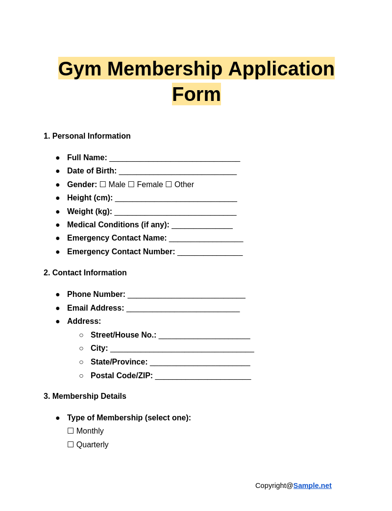 55 FREE Membership Application Form Samples To Download