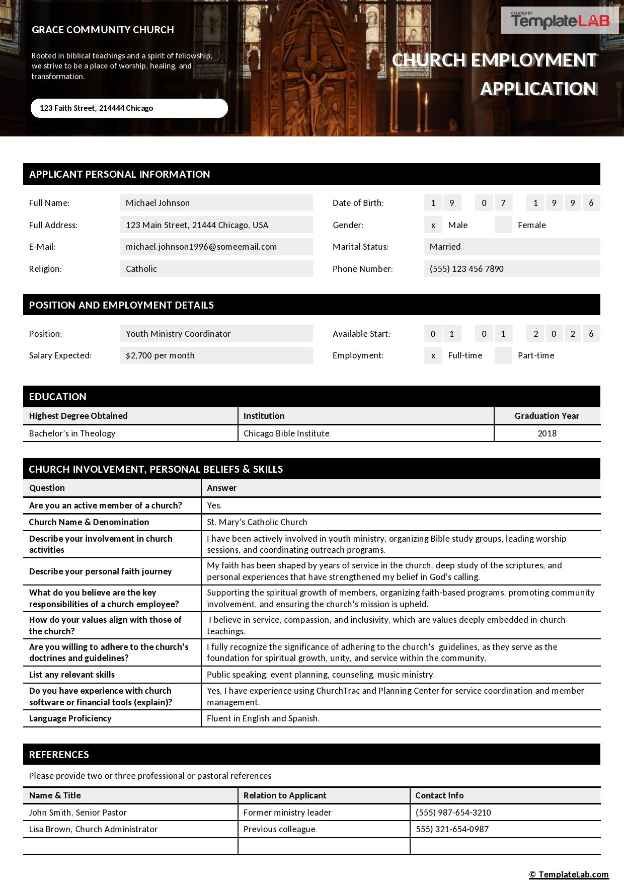 56 Free Employment U0026 Job Application Form Templates Printable TemplateLab