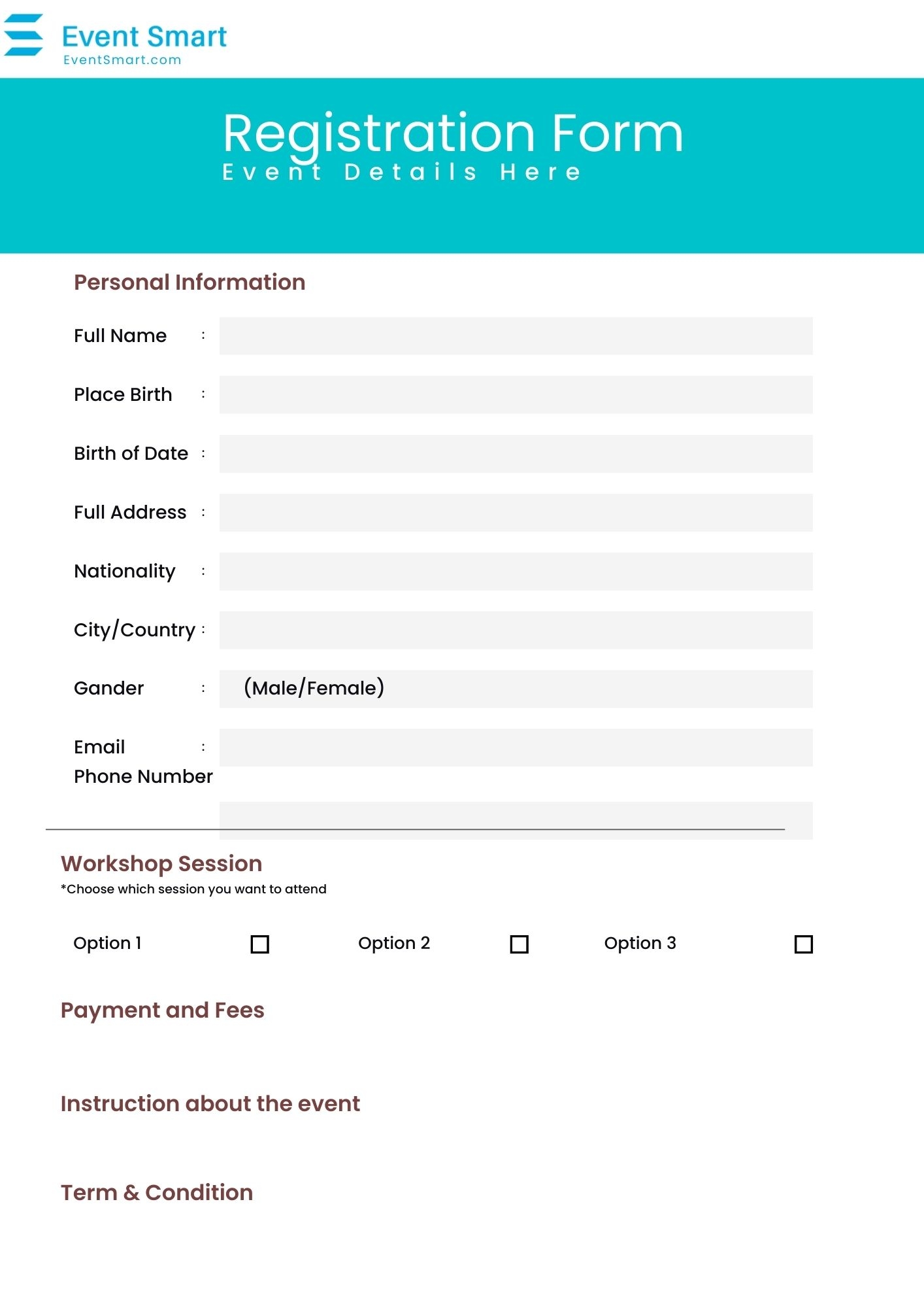 6 Church Event Registration Form Templates And Samples Event Smart