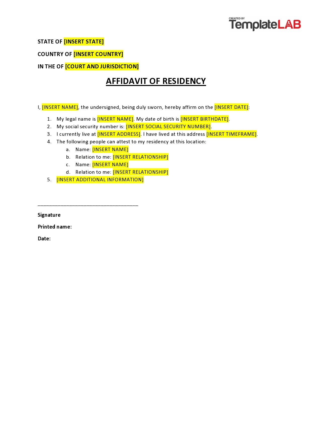 60 Free Affidavit Templates U0026 Forms Word PDF TemplateLab