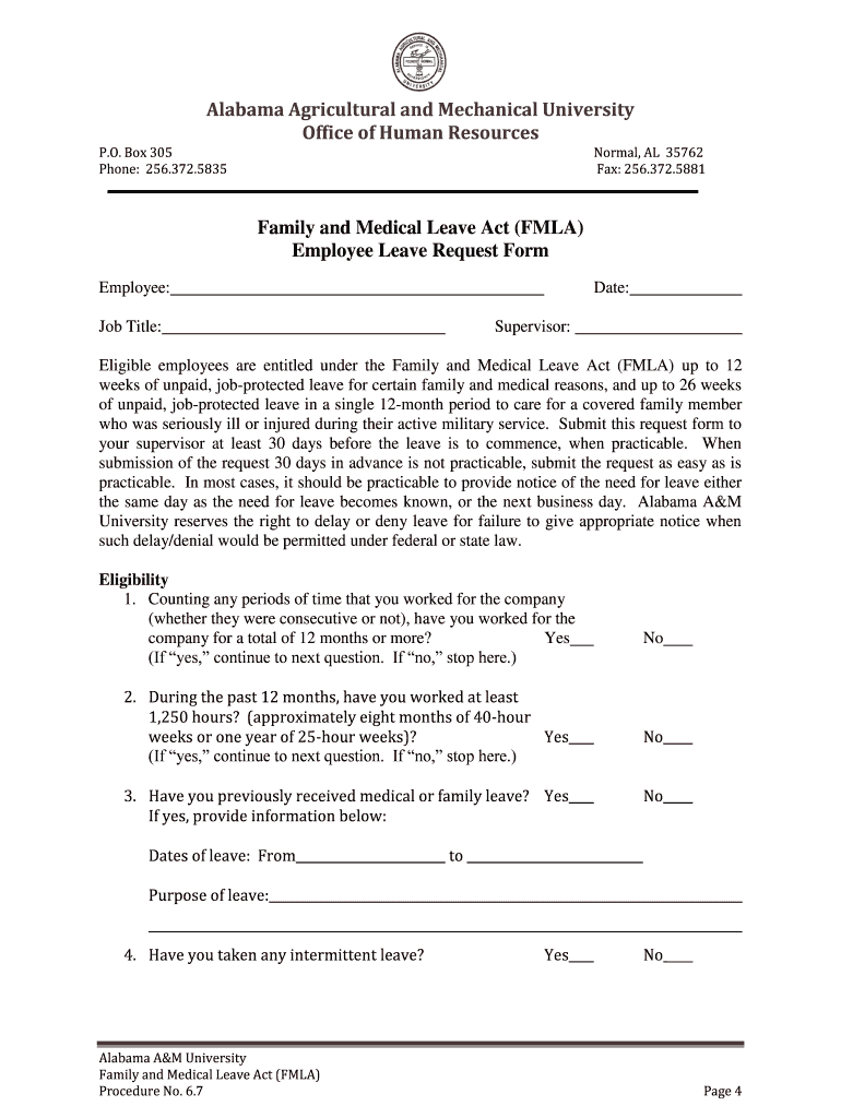 7 Family And Medical Leave Act FMLA Form Fill Out And Sign Printable 
