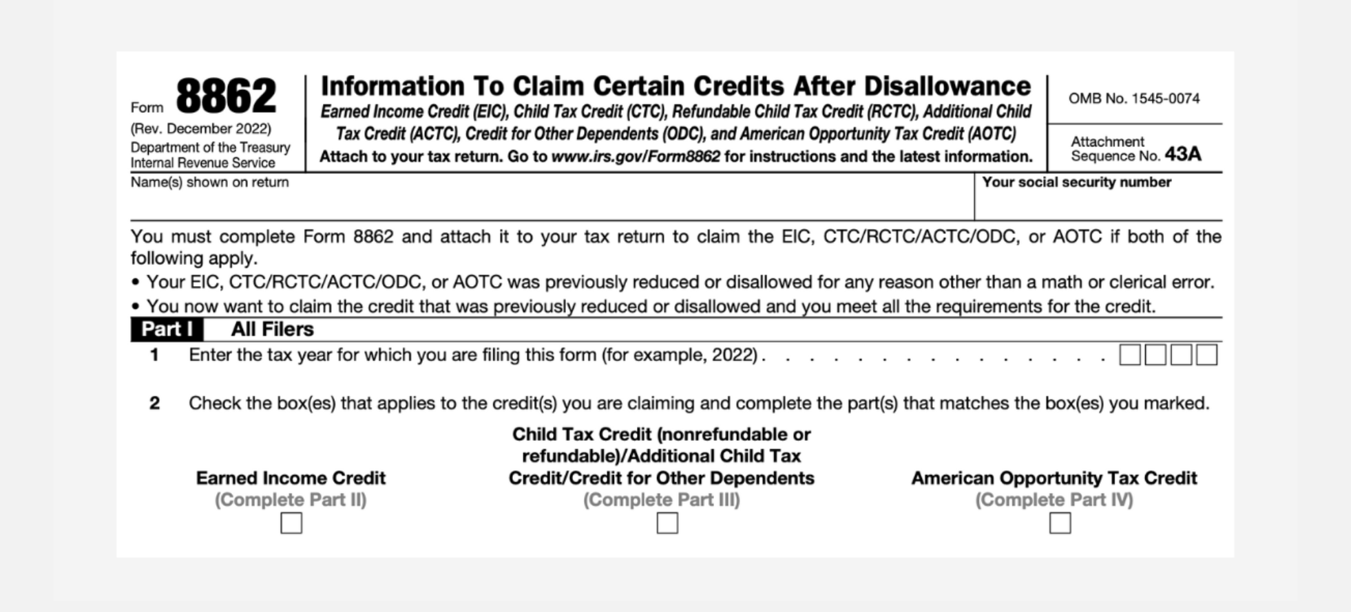 8862 Form Reclaiming The Earned Income Credit PdfFiller Blog