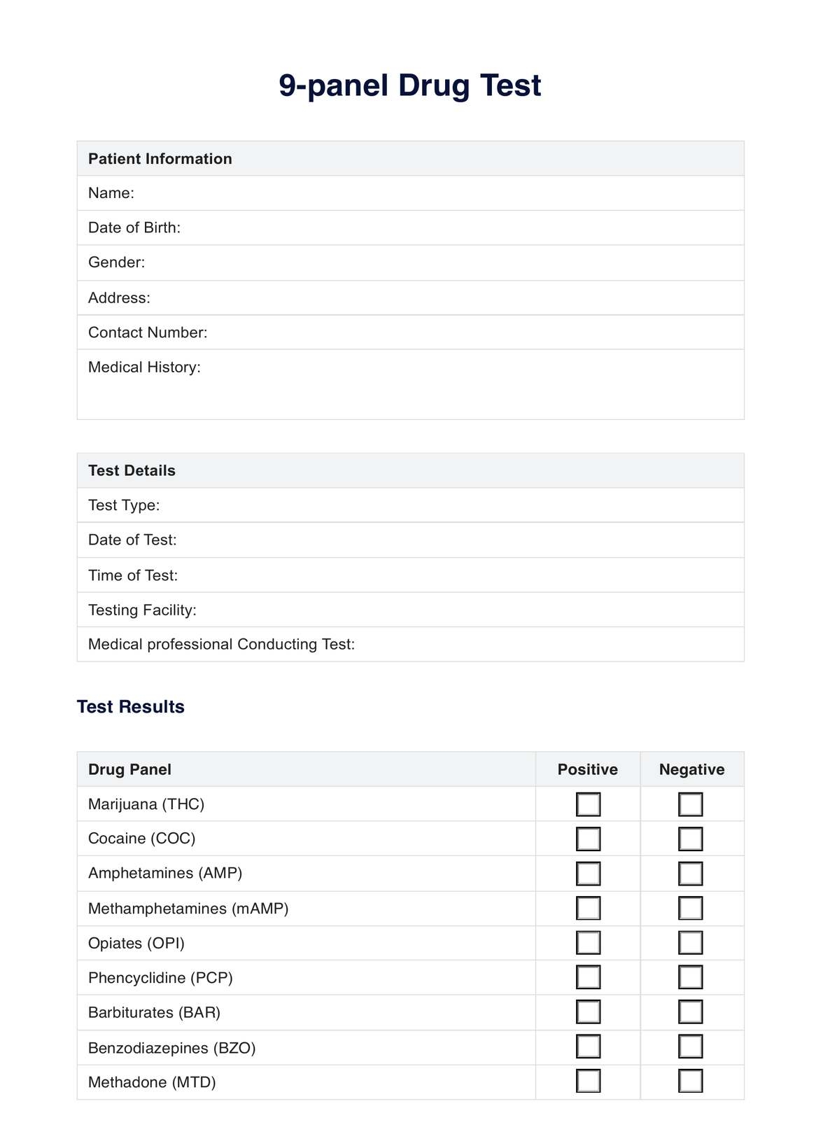 9 panel Drug Test U0026 Example Free PDF Download